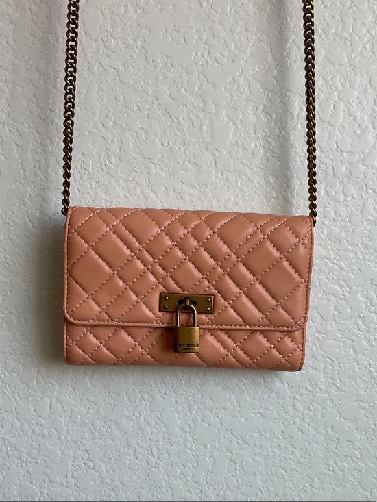 Kurt Geiger Handbags - KURT GEIGER Quilted Peach Leather Chain Crossbody | Shoulder Bag